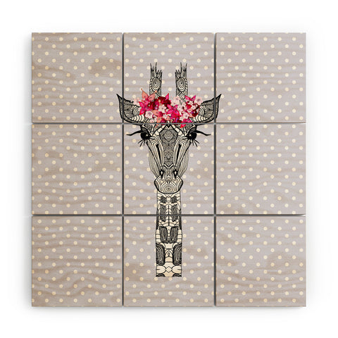 Monika Strigel 1P FLOWER GIRL GIRAFFE LILAC Wood Wall Mural