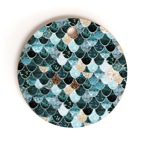 Monika Strigel 1P REALLY MERMAID GOLD TEAL Cutting Board Round