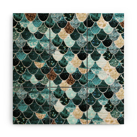 Monika Strigel 1P REALLY MERMAID GOLD TEAL Wood Wall Mural