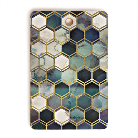 Monika Strigel 1P RUGGED MARBLE BLUE GREEN Cutting Board Rectangle