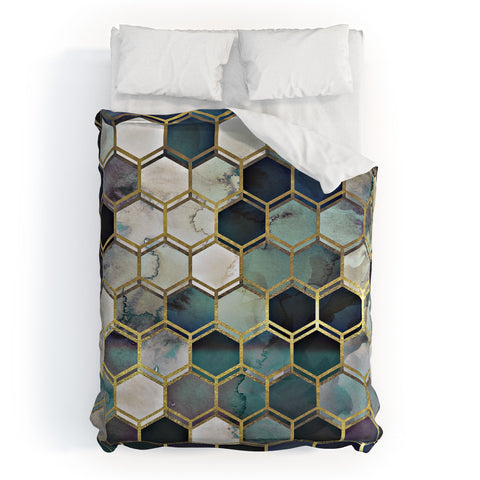 Monika Strigel 1P RUGGED MARBLE BLUE GREEN Duvet Cover