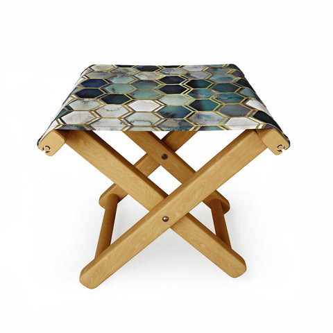 Monika Strigel 1P RUGGED MARBLE BLUE GREEN Folding Stool