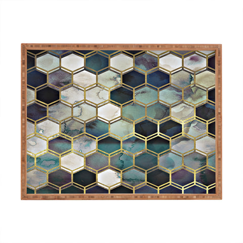 Monika Strigel 1P RUGGED MARBLE BLUE GREEN Rectangular Tray