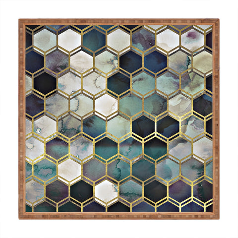 Monika Strigel 1P RUGGED MARBLE BLUE GREEN Square Tray