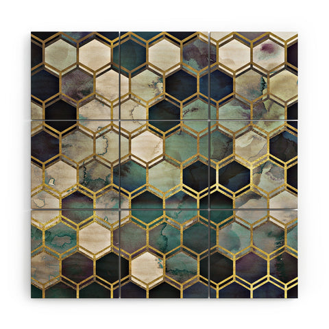 Monika Strigel 1P RUGGED MARBLE BLUE GREEN Wood Wall Mural