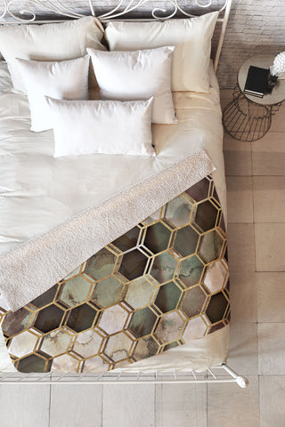 Monika Strigel 1P RUGGED MARBLE EARTH TONES Fleece Throw Blanket