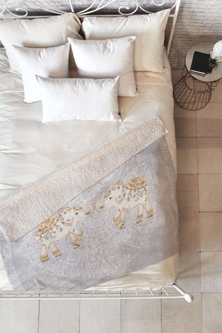 Monika Strigel ALHAMBRA ELEPHANT GREY Fleece Throw Blanket