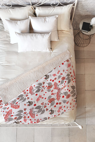 Monika Strigel Birdies And Berries Fleece Throw Blanket