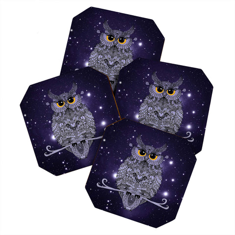 Monika Strigel Blue Night Owl Coaster Set