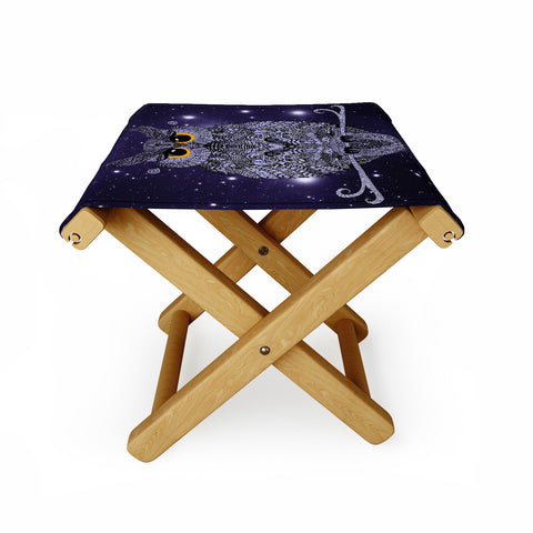 Monika Strigel Blue Night Owl Folding Stool