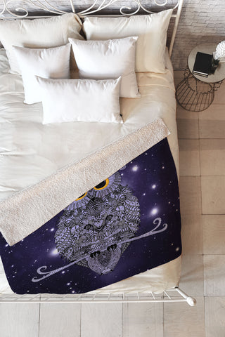 Monika Strigel Blue Night Owl Fleece Throw Blanket