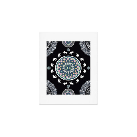 Monika Strigel BOHO ELEPHANT DANCE IN BLACK Art Print