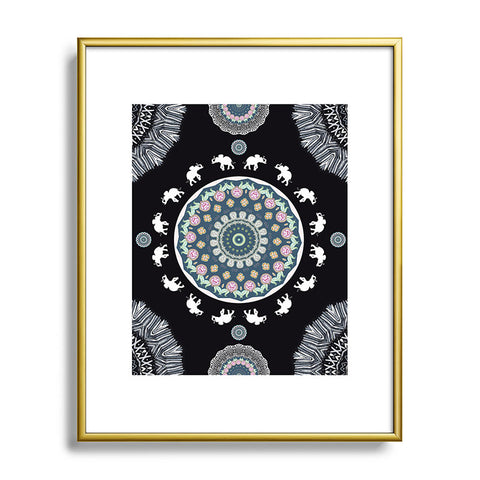 Monika Strigel BOHO ELEPHANT DANCE IN BLACK Metal Framed Art Print