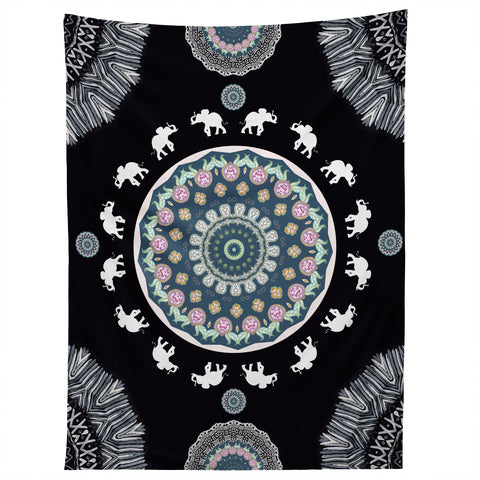Monika Strigel BOHO ELEPHANT DANCE IN BLACK Tapestry