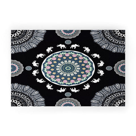 Monika Strigel BOHO ELEPHANT DANCE IN BLACK Welcome Mat