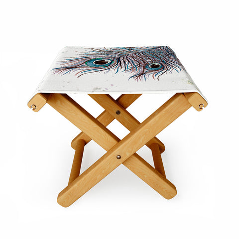 Monika Strigel Boho Peacock Feathers Folding Stool
