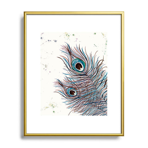 Monika Strigel Boho Peacock Feathers Metal Framed Art Print