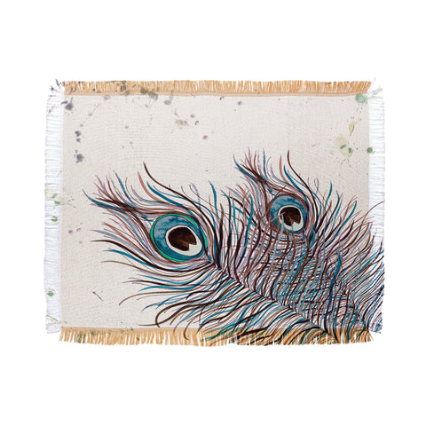 Monika Strigel Boho Peacock Feathers Throw Blanket