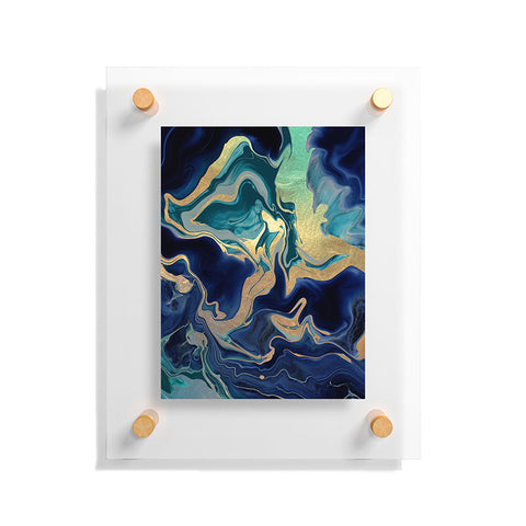 Monika Strigel DRAMAQUEEN GOLD INDIGO MARBLE Floating Acrylic Print
