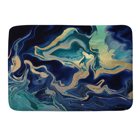 Monika Strigel DRAMAQUEEN GOLD INDIGO MARBLE Memory Foam Bath Mat