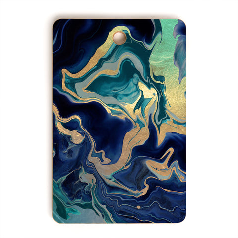 Monika Strigel DRAMAQUEEN GOLD INDIGO MARBLE Cutting Board Rectangle