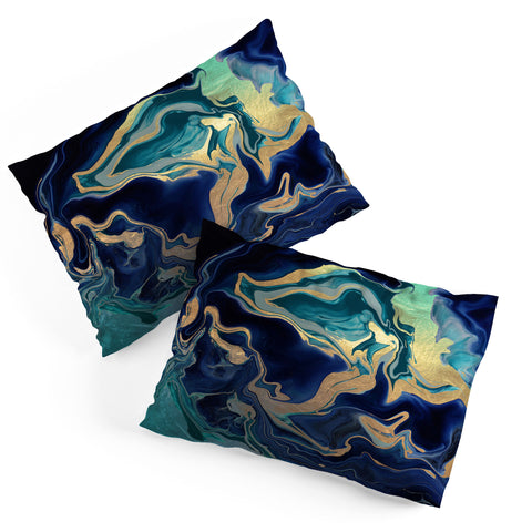 Monika Strigel DRAMAQUEEN GOLD INDIGO MARBLE Pillow Shams