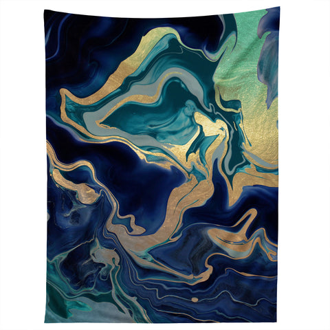 Monika Strigel DRAMAQUEEN GOLD INDIGO MARBLE Tapestry