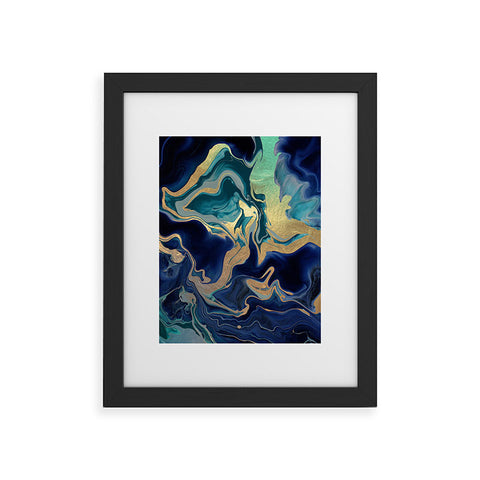Monika Strigel DRAMAQUEEN GOLD INDIGO MARBLE Framed Art Print