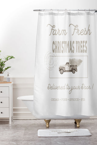 Monika Strigel FARM FRESH CHRISTMAS TREES Shower Curtain And Mat