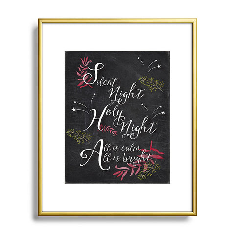 Monika Strigel FARMHOUSE CHALKBOARD SILENT NIGHT Metal Framed Art Print