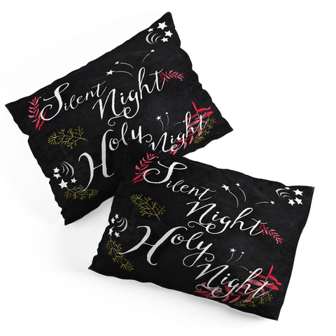 Monika Strigel FARMHOUSE CHALKBOARD SILENT NIGHT Pillow Shams