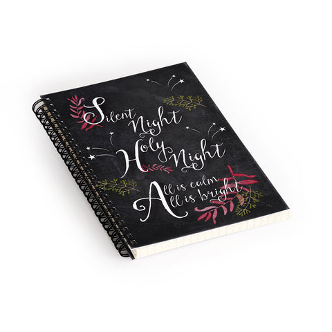 Monika Strigel FARMHOUSE CHALKBOARD SILENT NIGHT Spiral Notebook
