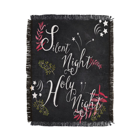Monika Strigel FARMHOUSE CHALKBOARD SILENT NIGHT Throw Blanket