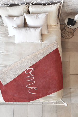 Monika Strigel FARMHOUSE HOME CHALKBOARD RED Fleece Throw Blanket