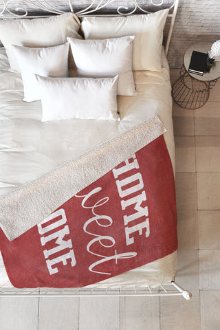 Monika Strigel FARMHOUSE HOME SWEET HOME CHALKBOARD RED Fleece Throw Blanket