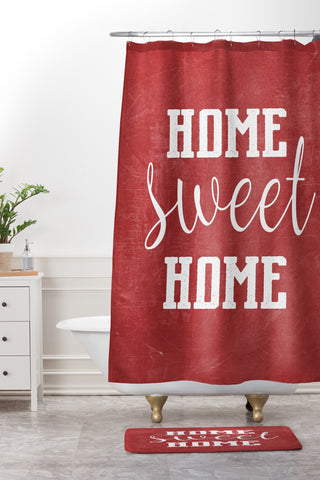 Monika Strigel FARMHOUSE HOME SWEET HOME CHALKBOARD RED Shower Curtain And Mat