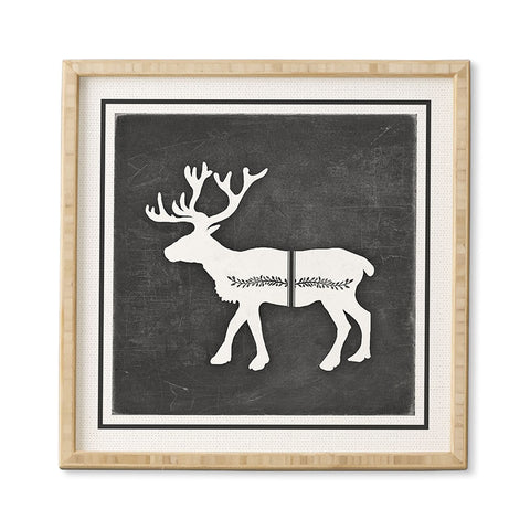 Monika Strigel FARMHOUSE REINDEER BLACK ON CHALKBOARD Framed Wall Art