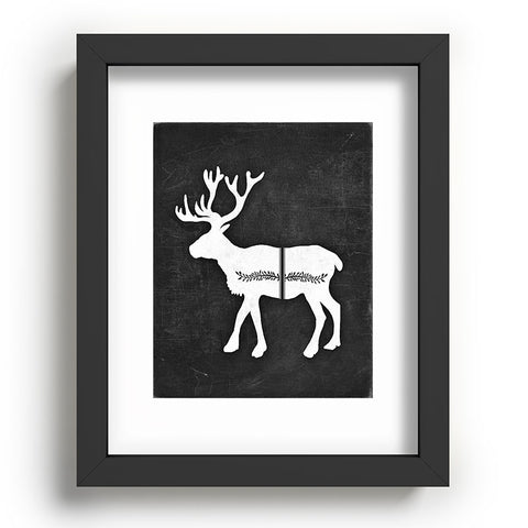 Monika Strigel FARMHOUSE REINDEER BLACK ON CHALKBOARD Recessed Framing Rectangle