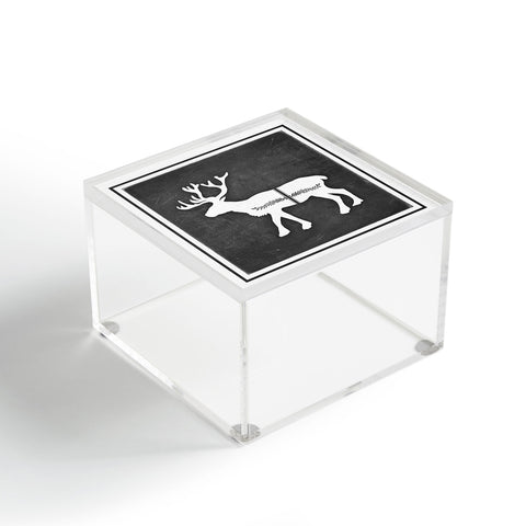 Monika Strigel FARMHOUSE REINDEER BLACK ON CHALKBOARD Acrylic Box
