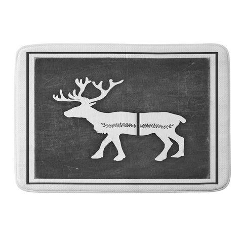 Monika Strigel FARMHOUSE REINDEER BLACK ON CHALKBOARD Memory Foam Bath Mat