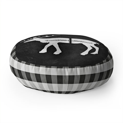 Monika Strigel FARMHOUSE REINDEER BLACK ON CHALKBOARD Floor Pillow Round