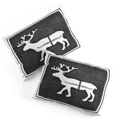 Monika Strigel FARMHOUSE REINDEER BLACK ON CHALKBOARD Pillow Shams