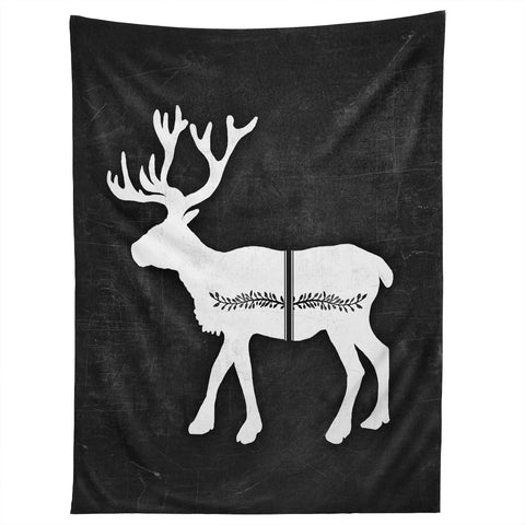 Monika Strigel FARMHOUSE REINDEER BLACK ON CHALKBOARD Tapestry