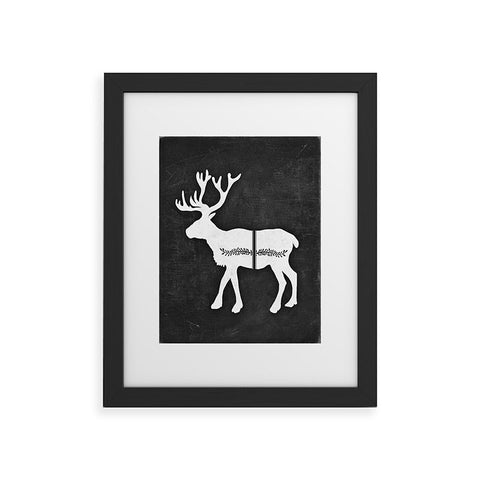 Monika Strigel FARMHOUSE REINDEER BLACK ON CHALKBOARD Framed Art Print