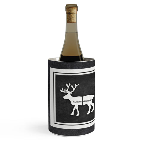 Monika Strigel FARMHOUSE REINDEER BLACK ON CHALKBOARD Wine Chiller