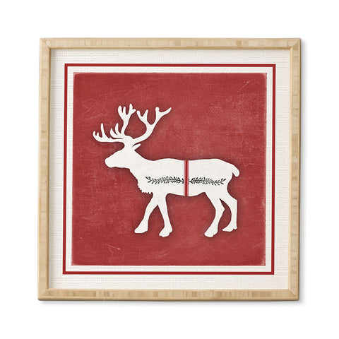 Monika Strigel FARMHOUSE REINDEER RED ON CHALKBOARD Framed Wall Art
