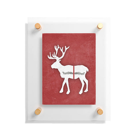 Monika Strigel FARMHOUSE REINDEER RED ON CHALKBOARD Floating Acrylic Print