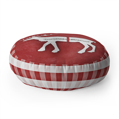 Monika Strigel FARMHOUSE REINDEER RED ON CHALKBOARD Floor Pillow Round