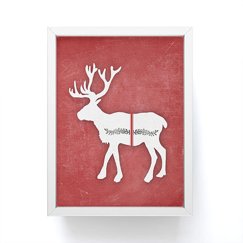 Monika Strigel FARMHOUSE REINDEER RED ON CHALKBOARD Framed Mini Art Print