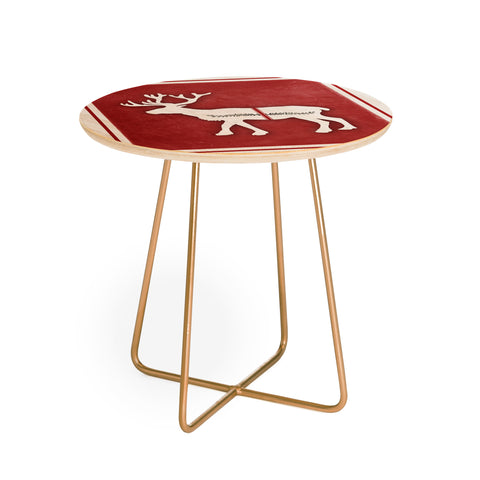Monika Strigel FARMHOUSE REINDEER RED ON CHALKBOARD Round Side Table